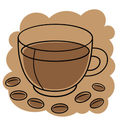 Handdrawn illustration of coffee cup and coffee beans