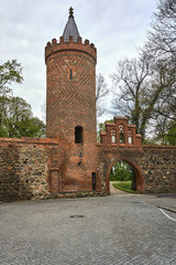 Medieval tower in fortification in the city Neuebrandemburg in Germany.