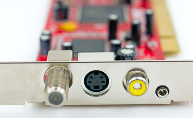 electronic circuit board with processor on white