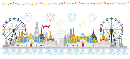Thailand and architecture, Vector illustration