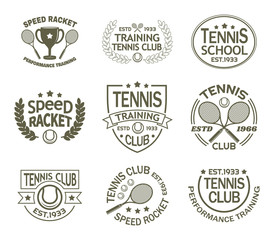 Signs with racket and ball for tennis sport club