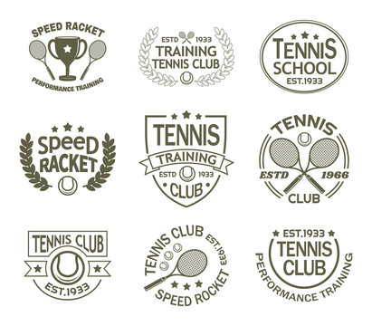 Signs with racket and ball for tennis sport club
