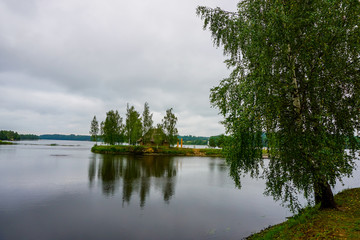 View of little island in river Daugava, Latvia.