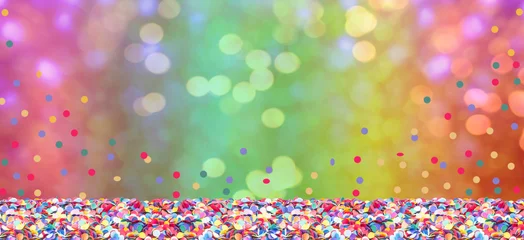 Deurstickers Kleurrijke confetti voor kleurrijke achtergrond met bokeh voor carnaval © fotoknips