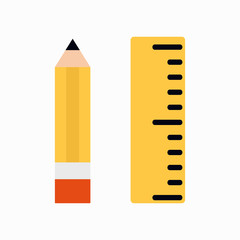 Pencil and ruler. Vector illustration. EPS 10.