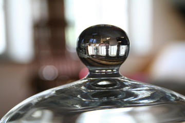 Upside down lens effect through glass ball