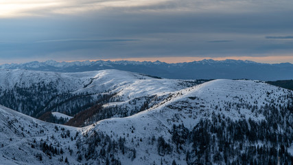 Sunrise in Alps above Meran 2000. 