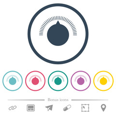 Volume control flat color icons in round outlines