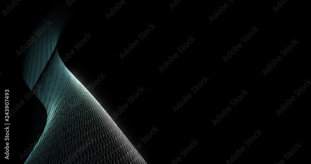 Aufkleber wave in wireframe on a black background and glows of light on the surface. wave in motion