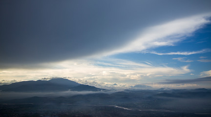 Chasing clouds over earth landscape composition over Albania