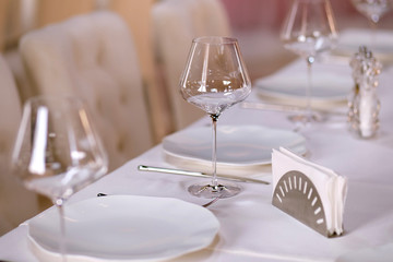 Elegant Restaurant Table Setting Service for Reception with Reserved Card