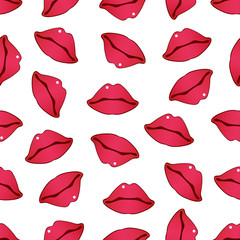 Vector seamless pattern with red lips 2