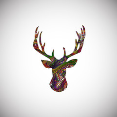 Colorful deer made by lines, vector illustration