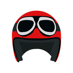 Retro helmet. Motorcycle equipment. The helmet is red. Protection. Vector illustration. EPS 10.