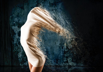 A mysterious woman in white mini dress