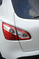 Car on road. Element of design. White back car on the street