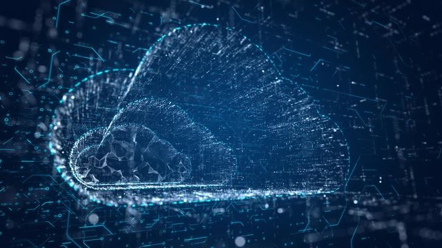 Low angle view animation of camera moving through abstract cloud computing network tunnel. Seamlessly looping and perfect as a background.