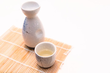 A cup of Japanese sake, Sake is a traditional Japanese liquor that is Widely popular.