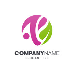people with leaf logo design