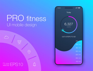 Fitness app. Ui ux design. UI design concept with web elements