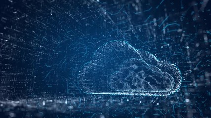 Low angle view animation of camera moving through abstract cloud computing network tunnel. Seamlessly looping and perfect as a background.