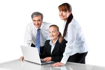 Fototapeta na wymiar Portrait of Business People Working with Laptop