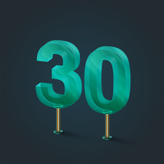 Number made by glass, vector