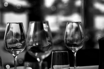empty wine glasses on table