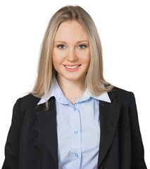 Friendly Young Businesswoman Smiling - Isolated