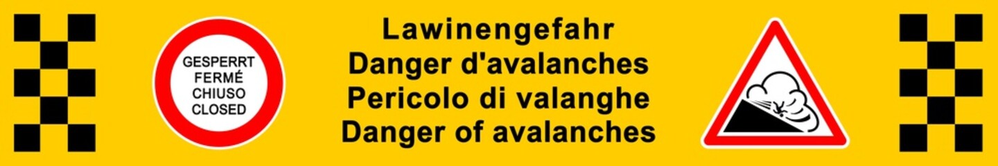nlwb10 NewLongWarningBanner nlwb - multilingual banner - Lawinengefahr: danger d'avalanches / pericolo di valanghe / danger of avalanches - text - deutsch / français / italiano / english - 6to1 g7083