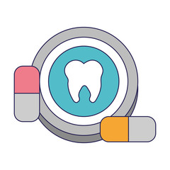 Tooth round icon with pills