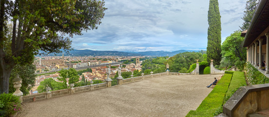Beautiful panoramic view from the Bardini garden on Florence.