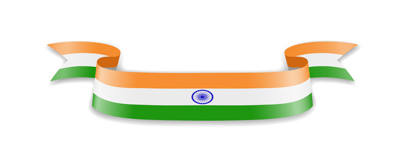 India flag in the form of wave ribbon. Vector illustration.