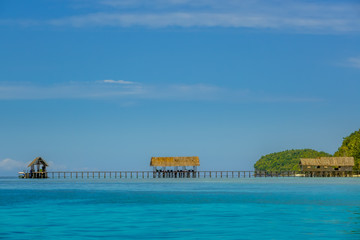 Long Wooden Pier on a Tropical Island