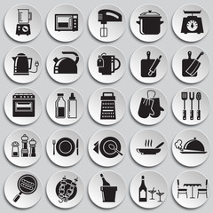 Kitchen icons set on plates background for graphic and web design, Modern simple vector sign. Internet concept. Trendy symbol for website design web button or mobile app