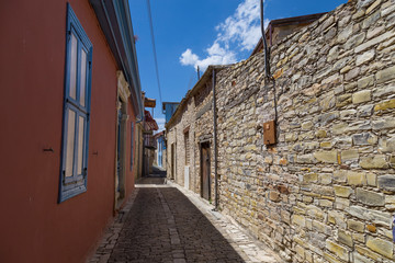 Fototapeta na wymiar Narrow ancient street. Pano Lefkara, Cyprus.