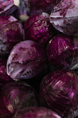 Fototapeta na wymiar Purple cabbage on the market