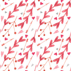 Romantic seamless pattern with hearts