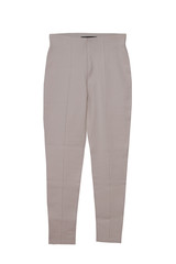 Womens casual pants. Women‘s elegant female beige trousers on white background isolated.
