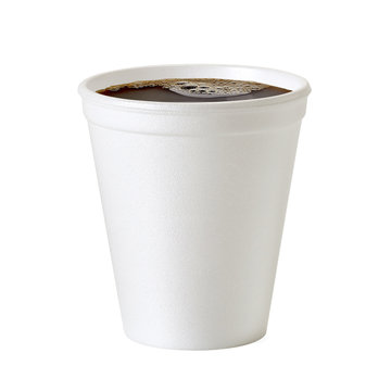 Insulated styrofoam or foam takeaway coffe or tea cup with clipping path