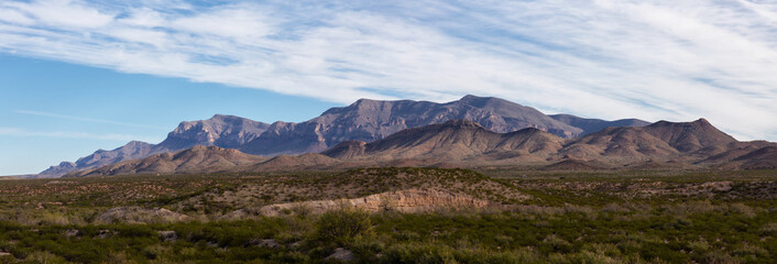 Beautiful Panoramic American Landscape during a sunny day. Taken North of El Paso, New Mexico, United States. © edb3_16