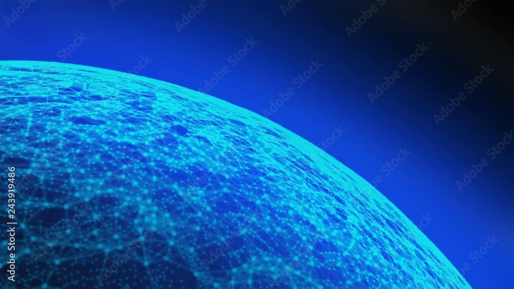 Poster world. planet earth with digital computer network connection lines in internet technology concept of