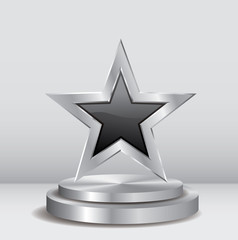 podium silver star black