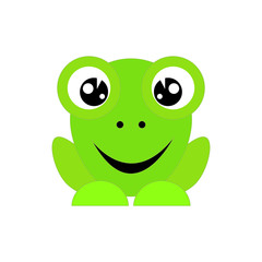  Beautiful silhouette design of a green frog on a white background
