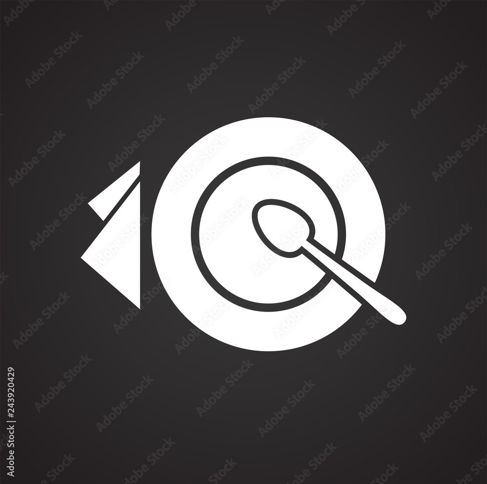 Poster dish icon on black background for graphic and web design, modern simple vector sign. internet concep
