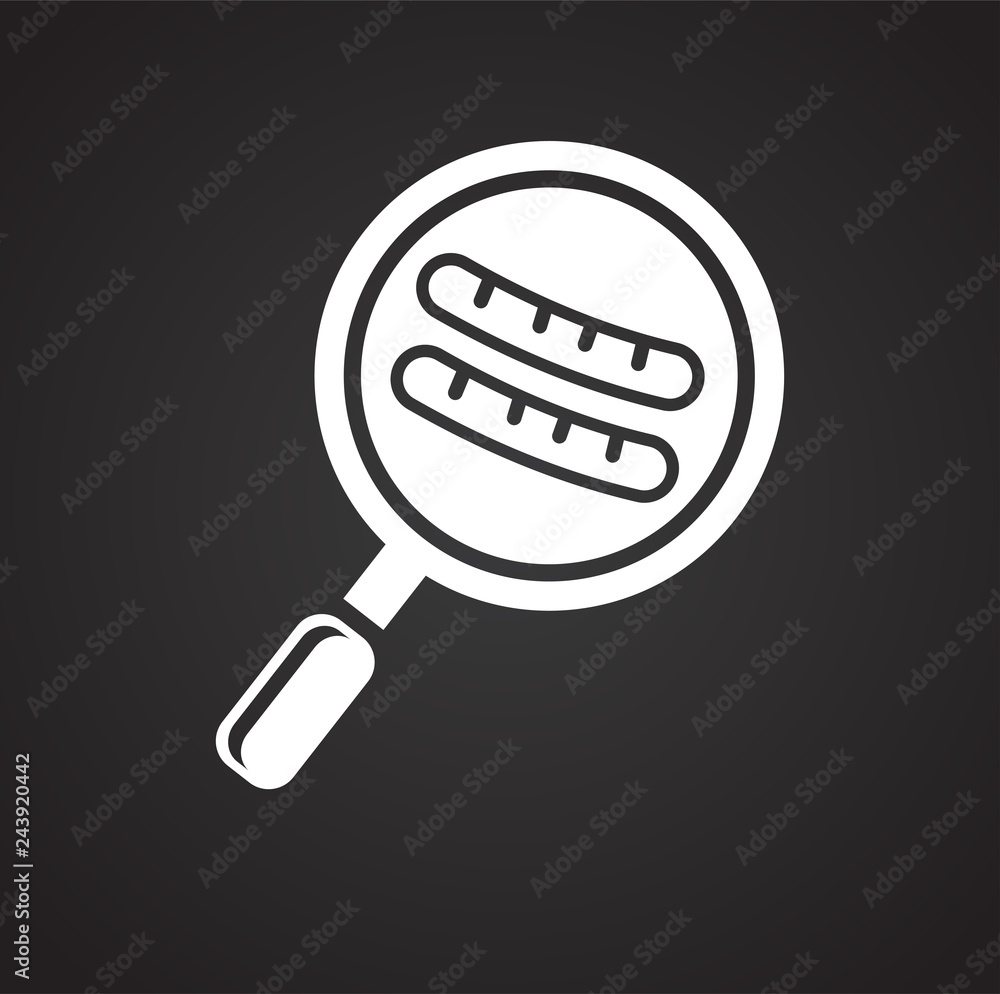 Poster pan with sausages icon on black background for graphic and web design, modern simple vector sign. in
