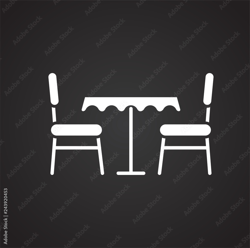 Poster kitchen table icon on black background for graphic and web design, modern simple vector sign. intern
