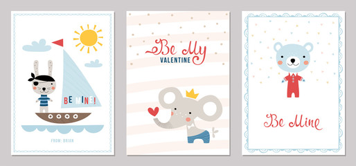 Valentine's Day card templates design. Vector illustration.