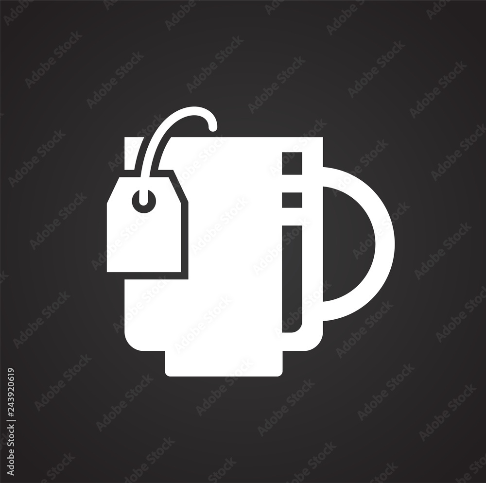 Poster tea icon on black background for graphic and web design, modern simple vector sign. internet concept