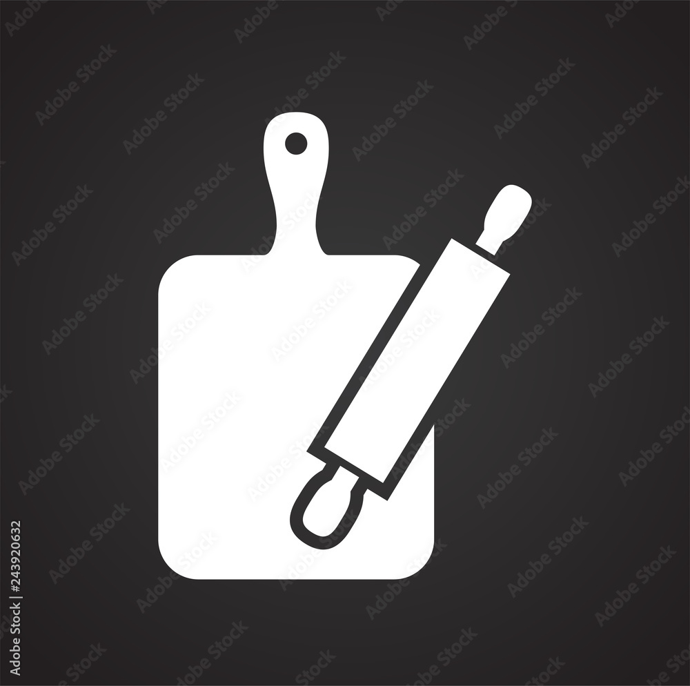 Poster dough roller icon on black background for graphic and web design, modern simple vector sign. interne
